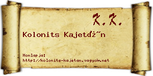 Kolonits Kajetán névjegykártya